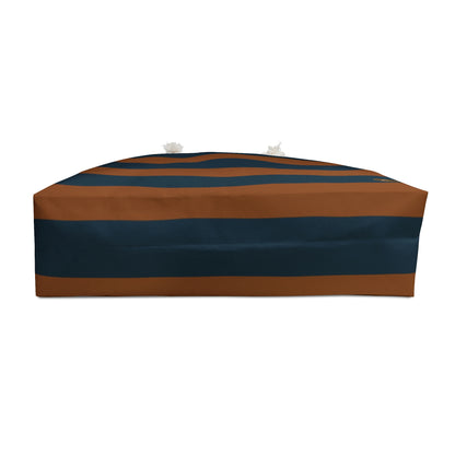 Weekender Tote Bag - Pumpkin/Navy Stripes