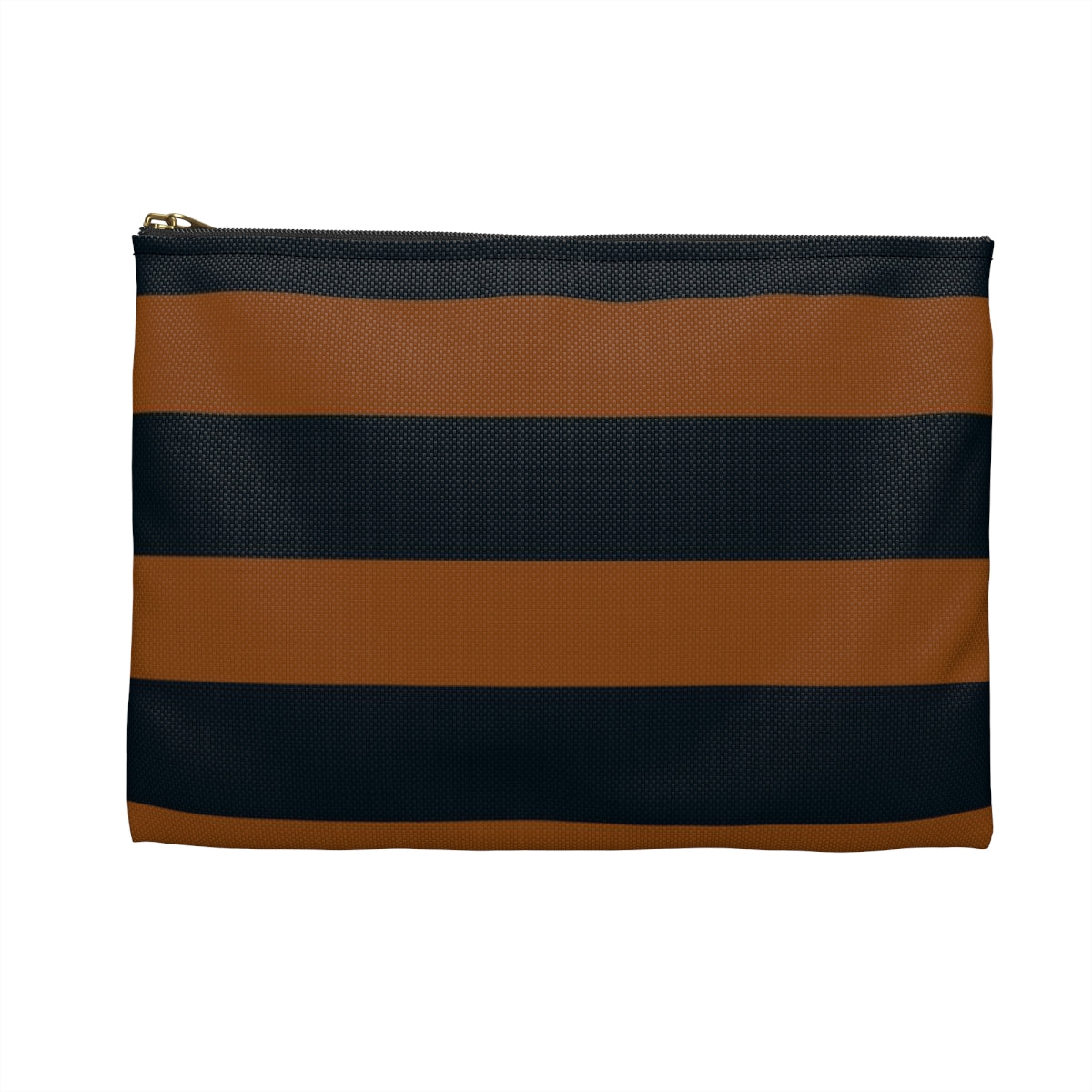Flat Zipper Pouch - Pumpkin/Navy Stripes