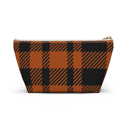 Big Bottom Zipper Pouch - Orange Buffalo Check, Orange Plaid