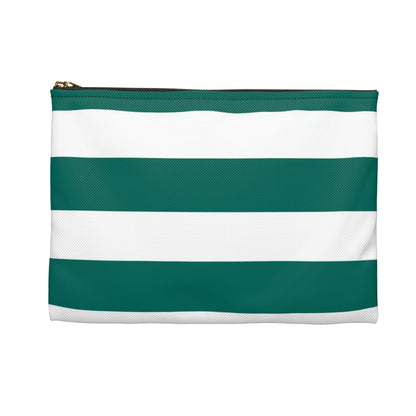 Flat Zipper Pouch - Turquoise/White Stripes