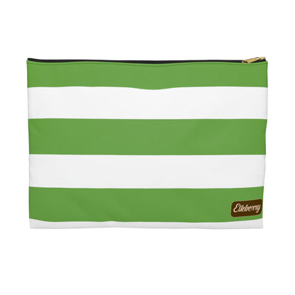Flat Zipper Pouch - Lime Green/White Stripes