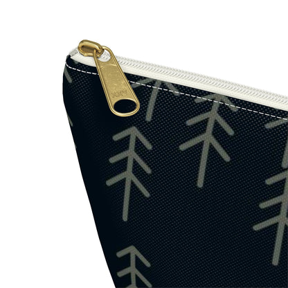 Big Bottom Zipper Pouch - Stick Trees in Navy