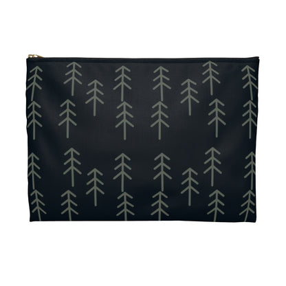 Flat Zipper Pouch - Stick Trees in Navy
