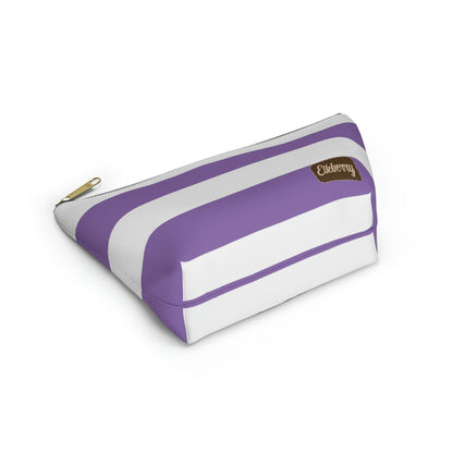 Big Bottom Zipper Pouch - Lilac/White Stripes
