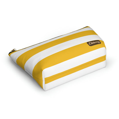 Big Bottom Zipper Pouch - Lemon Yellow/White Stripes