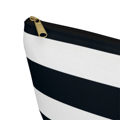 Big Bottom Zipper Pouch - Navy/White Stripes