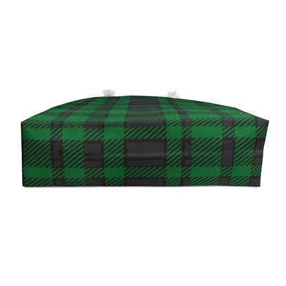 Weekender Tote Bag - Green Buffalo Check, Green Plaid