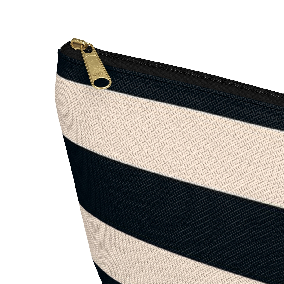 Big Bottom Zipper Pouch - Navy/Cream Stripes
