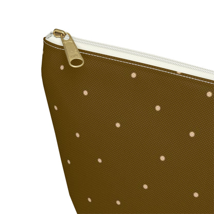Big Bottom Zipper Pouch - Dots on Mustard