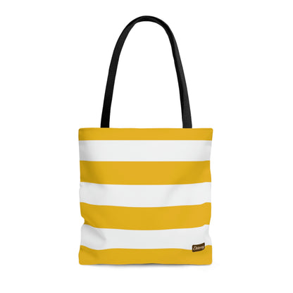 Lightweight Tote Bag - Lemon Yellow/White Stripes