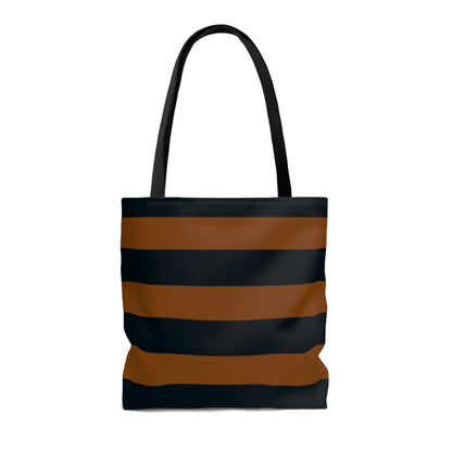 Lightweight Tote Bag - Pumpkin/Navy Stripes