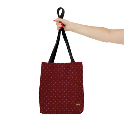 Lightweight Tote Bag - Pink Hearts on Red