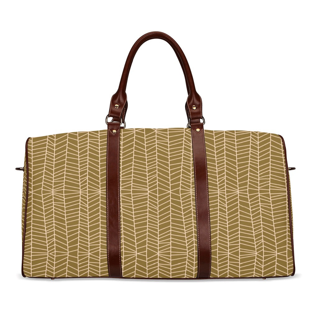 Herringbone - Mustard Waterproof Travel Bag (Large)