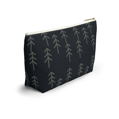 Big Bottom Zipper Pouch - Stick Trees in Navy