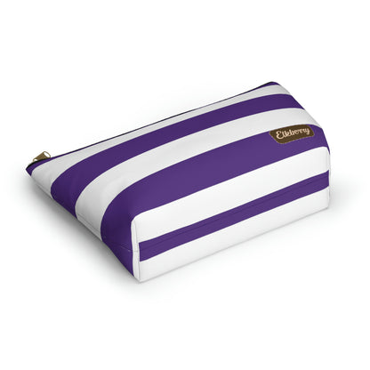 Big Bottom Zipper Pouch - Purple/White Stripes