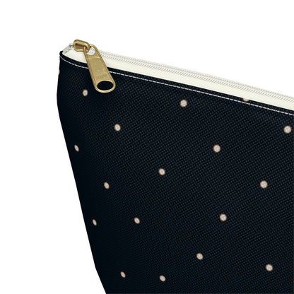 Big Bottom Zipper Pouch - Dots on Navy