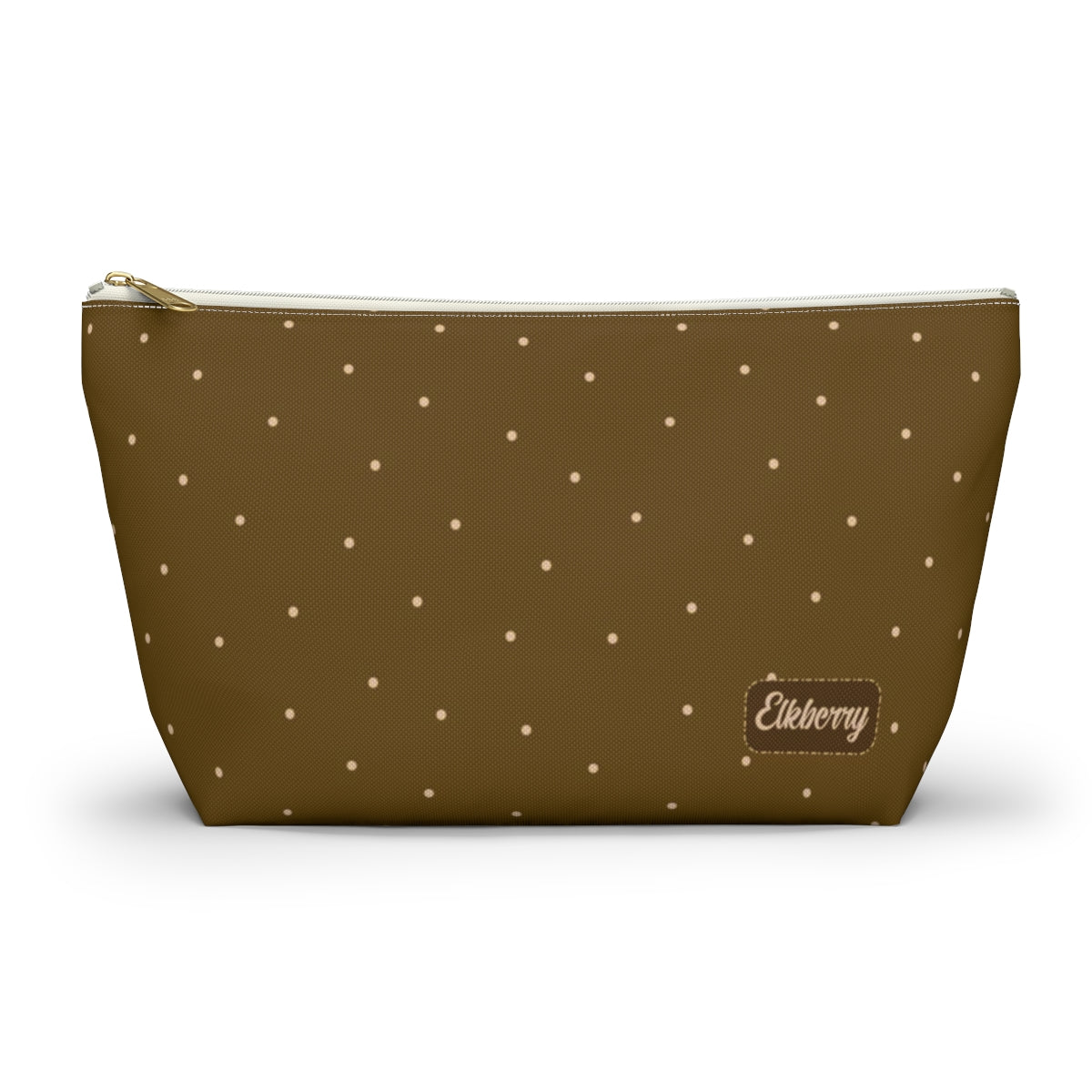 Big Bottom Zipper Pouch - Dots on Mustard