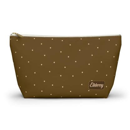 Big Bottom Zipper Pouch - Dots on Mustard
