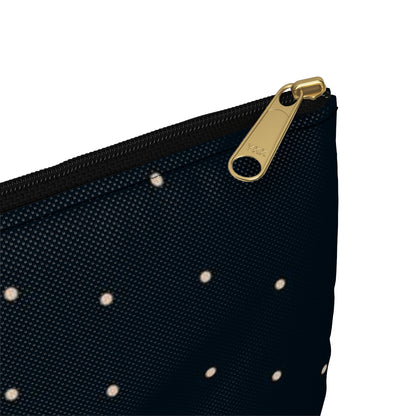 Flat Zipper Pouch - Dots on Navy