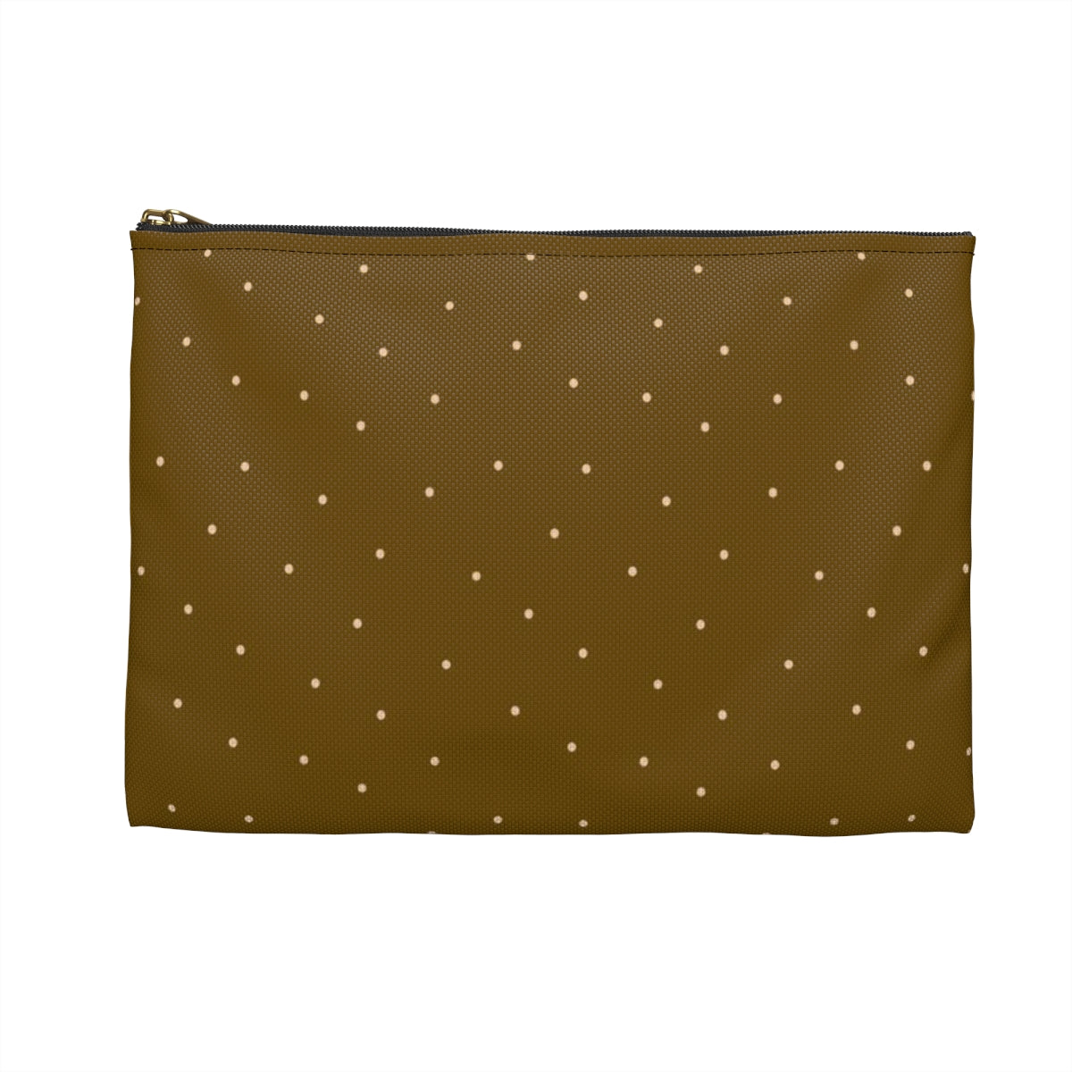 Flat Zipper Pouch - Dots on Mustard