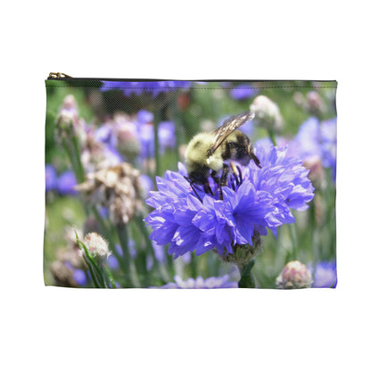 Flat Zipper Pouch - Bee on Bachelor's Button