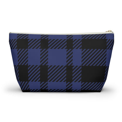 Big Bottom Zipper Pouch - Blue Buffalo Check, Blue Plaid