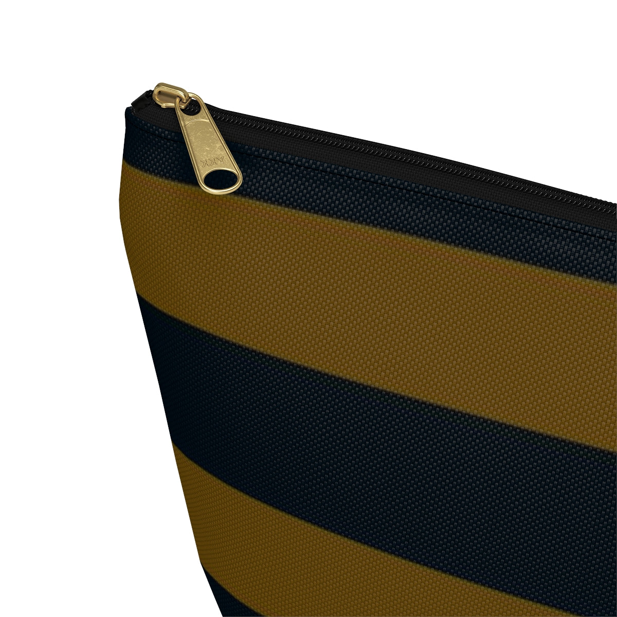 Big Bottom Zipper Pouch - Mustard/Navy Stripes