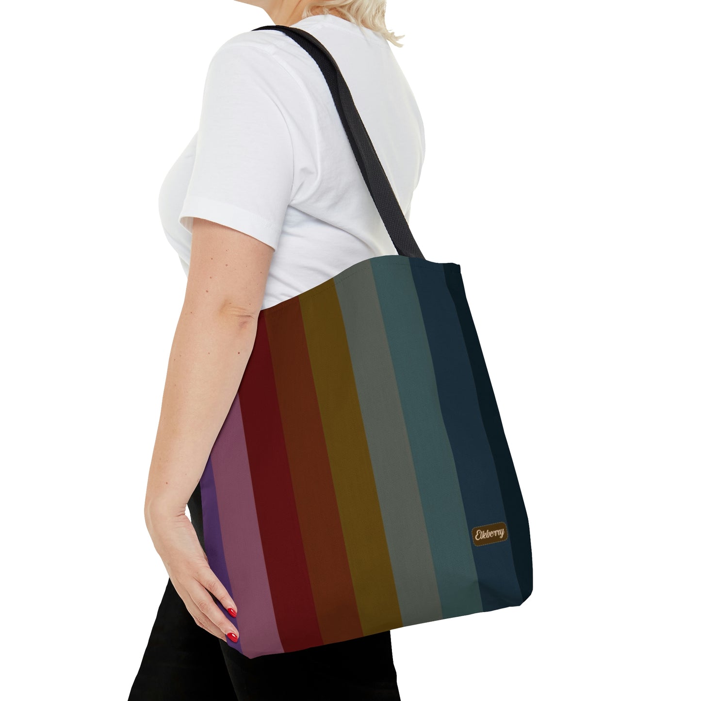 Lightweight Tote Bag - Jewel Tone Rainbow, Vertical
