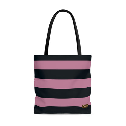 Lightweight Tote Bag - Dusty Rose Pink/Navy Stripes