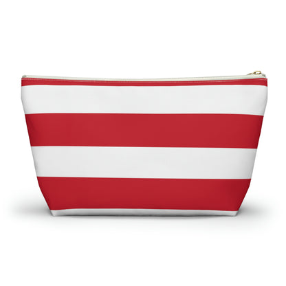 Big Bottom Zipper Pouch - Red/White Stripes
