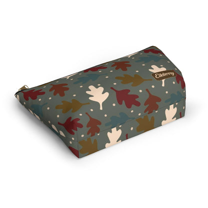 Big Bottom Zipper Pouch - Fall Leaves on Sage