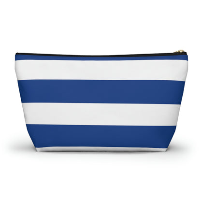Big Bottom Zipper Pouch - True Blue/White Stripes