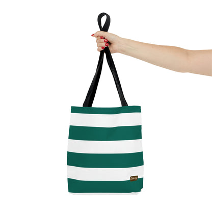 Lightweight Tote Bag - Turquoise/White Stripes