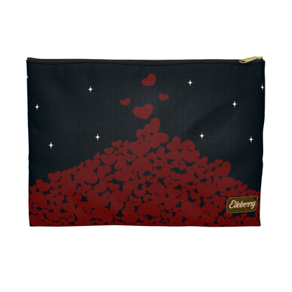 Flat Zipper Pouch - Pile of Hearts on Navy