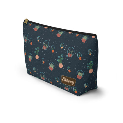 Big Bottom Zipper Pouch - Space Garden