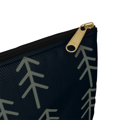 Flat Zipper Pouch - Stick Trees in Navy