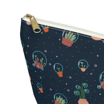 Big Bottom Zipper Pouch - Space Garden