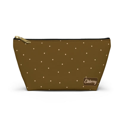 Big Bottom Zipper Pouch - Dots on Mustard