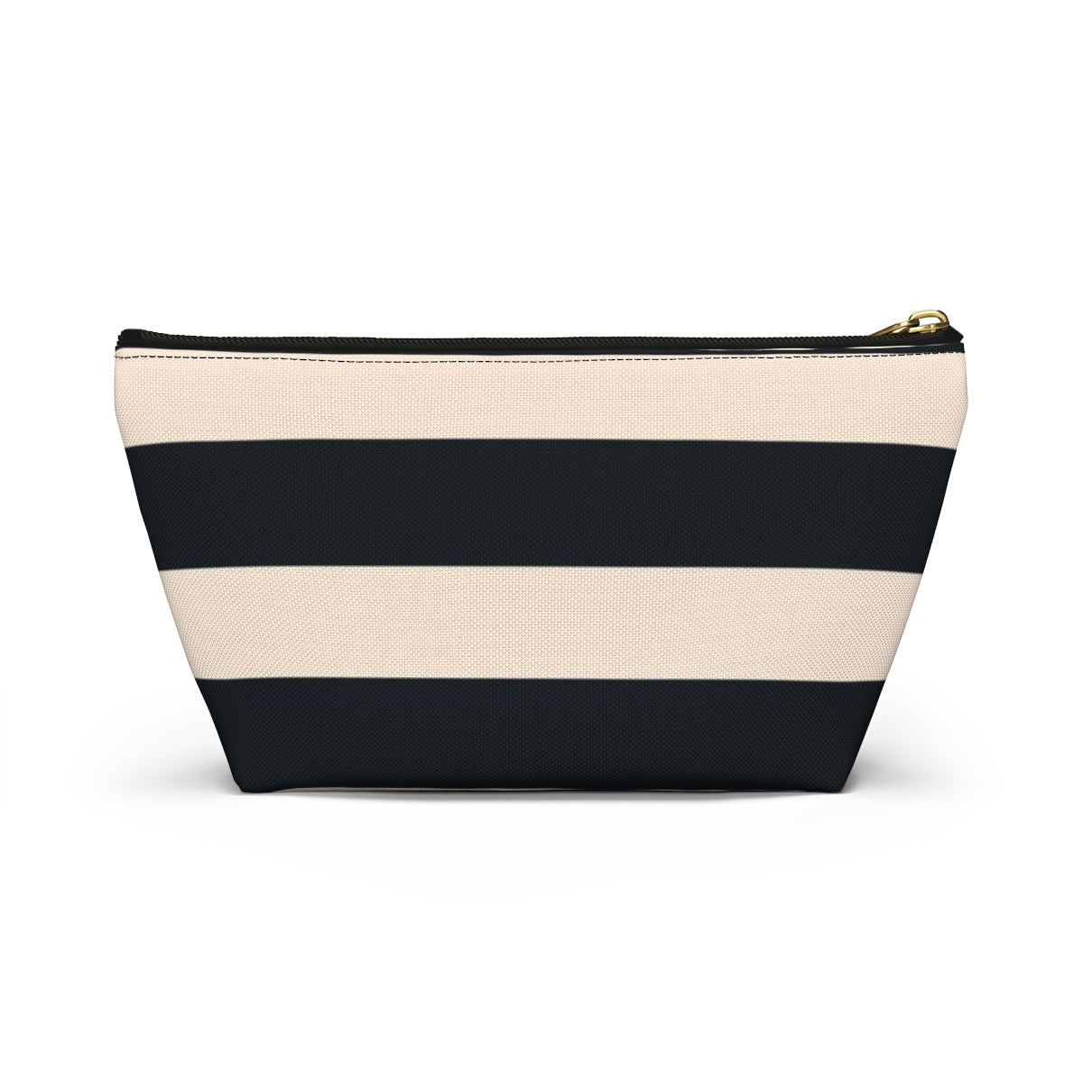 Big Bottom Zipper Pouch - Navy/Cream Stripes