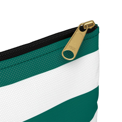 Flat Zipper Pouch - Turquoise/White Stripes