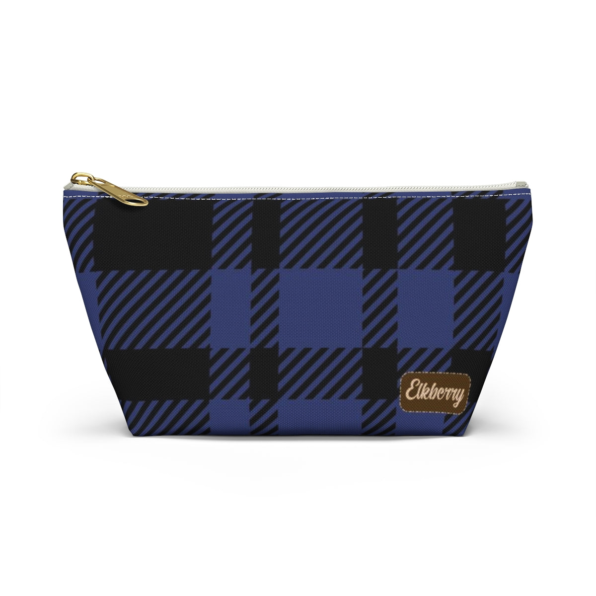 Big Bottom Zipper Pouch - Blue Buffalo Check, Blue Plaid