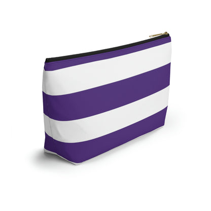 Big Bottom Zipper Pouch - Purple/White Stripes