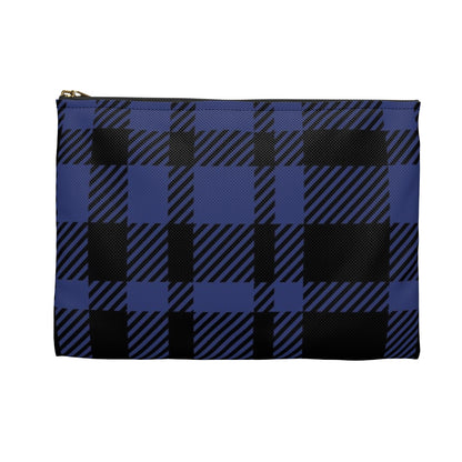 Flat Zipper Pouch - Blue Buffalo Check, Blue Plaid
