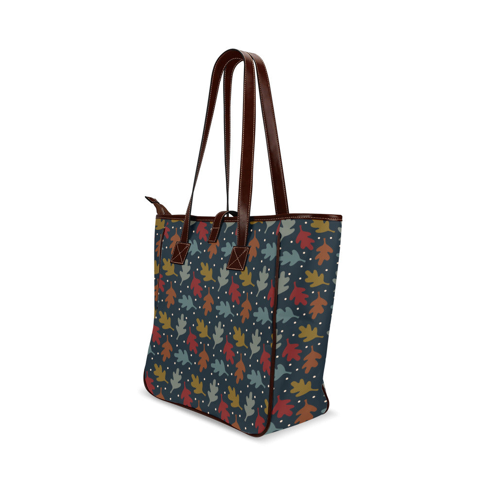 Fall Leaves - Navy Classic Tote Handbag
