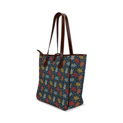 Fall Leaves - Navy Classic Tote Handbag