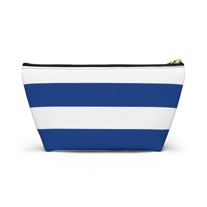 Big Bottom Zipper Pouch - True Blue/White Stripes