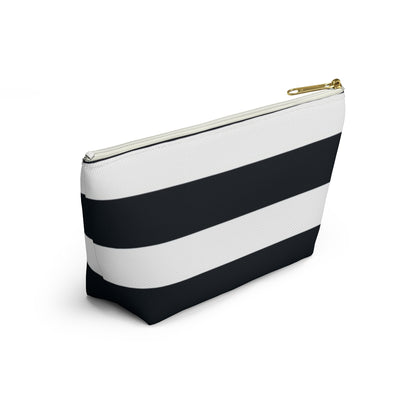 Big Bottom Zipper Pouch - Navy/White Stripes