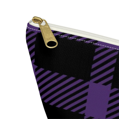 Big Bottom Zipper Pouch - Purple Buffalo Check, Purple Plaid