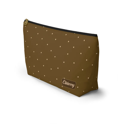 Big Bottom Zipper Pouch - Dots on Mustard