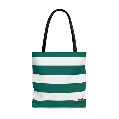 Lightweight Tote Bag - Turquoise/White Stripes